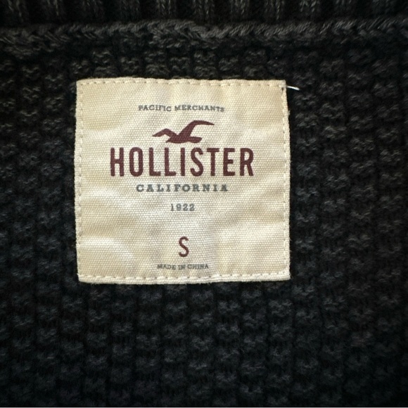 Hollister Small Charcoal Textured Knit Cotton Sweater Chic Dark Preppy Goth y2k - Picture 9 of 10